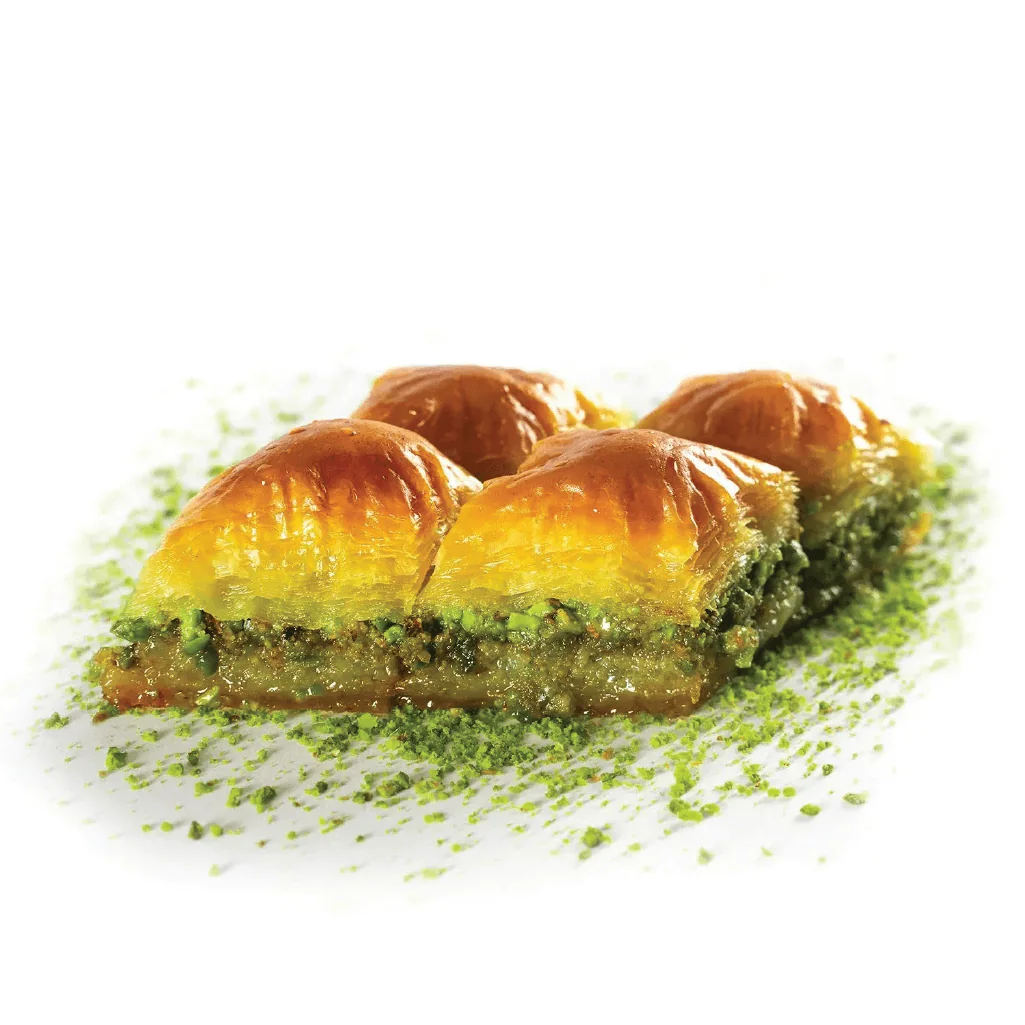 Pistachio Baklava: Paper-thin layers, a generous pistachio heart and a golden, crisp finish.