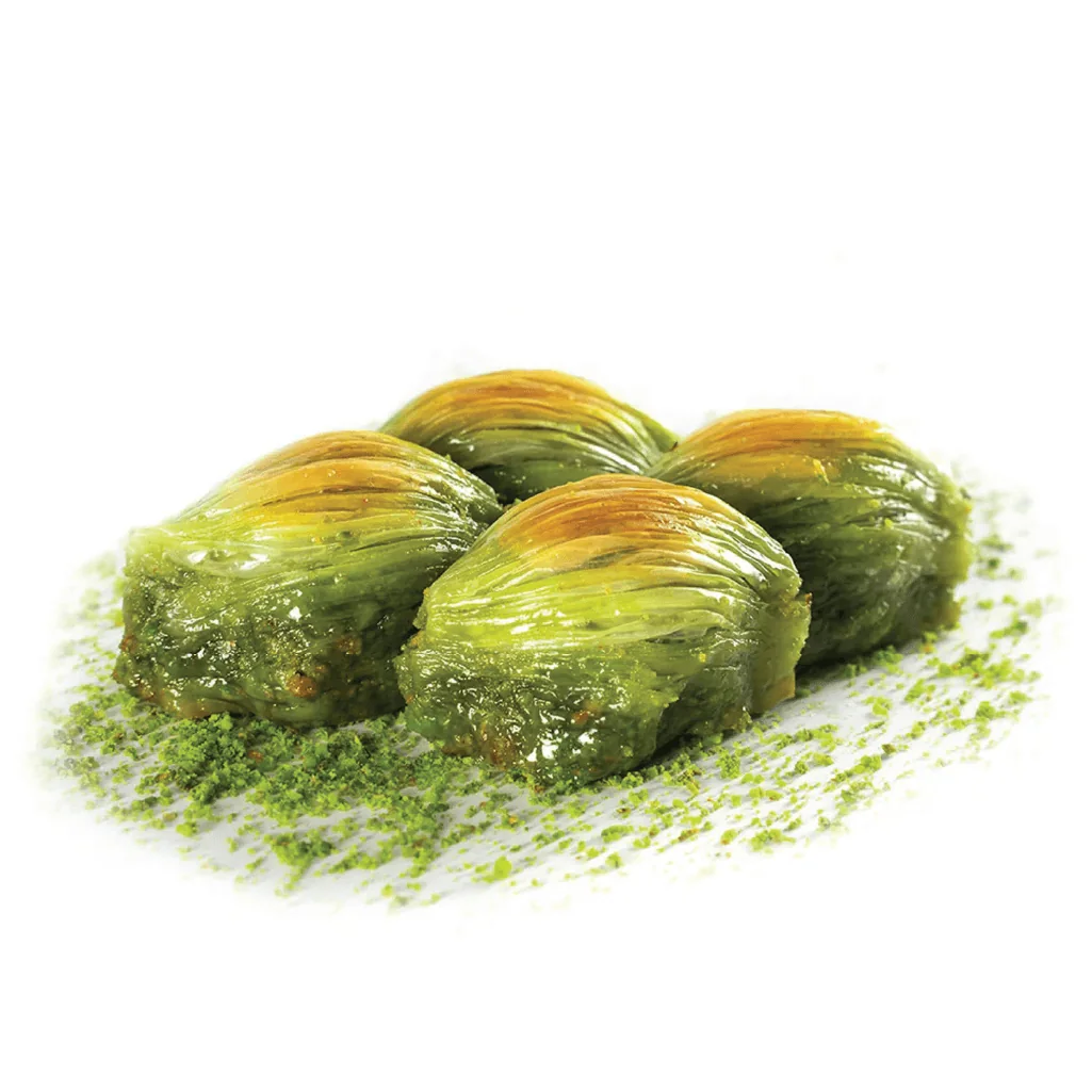 Mussel Baklava: Rolled into its signature shell and filled with bright, finely ground pistachio.